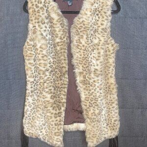 Leopard print, Forever 21, Faux Fur, belted vest , Size L (Cheetah/ Animal)